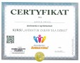 Certyfikat ukończenia z wyróżnieniem kursu Animatora Zabaw Dla Dzieci.